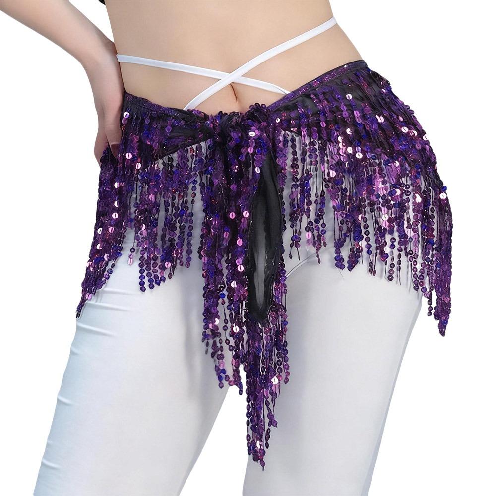 

Fashion Tassel Belly Dance Hip Scarf Sequins Bohemian Women Belt Skirt Dancer Skirt Show Costumes фиолетовый