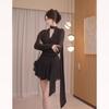 V-neck Black Dress for Women, New Summer Vintage Short Pleated Gradient Chiffon Skirt, Designed To Cover Tummy Trends