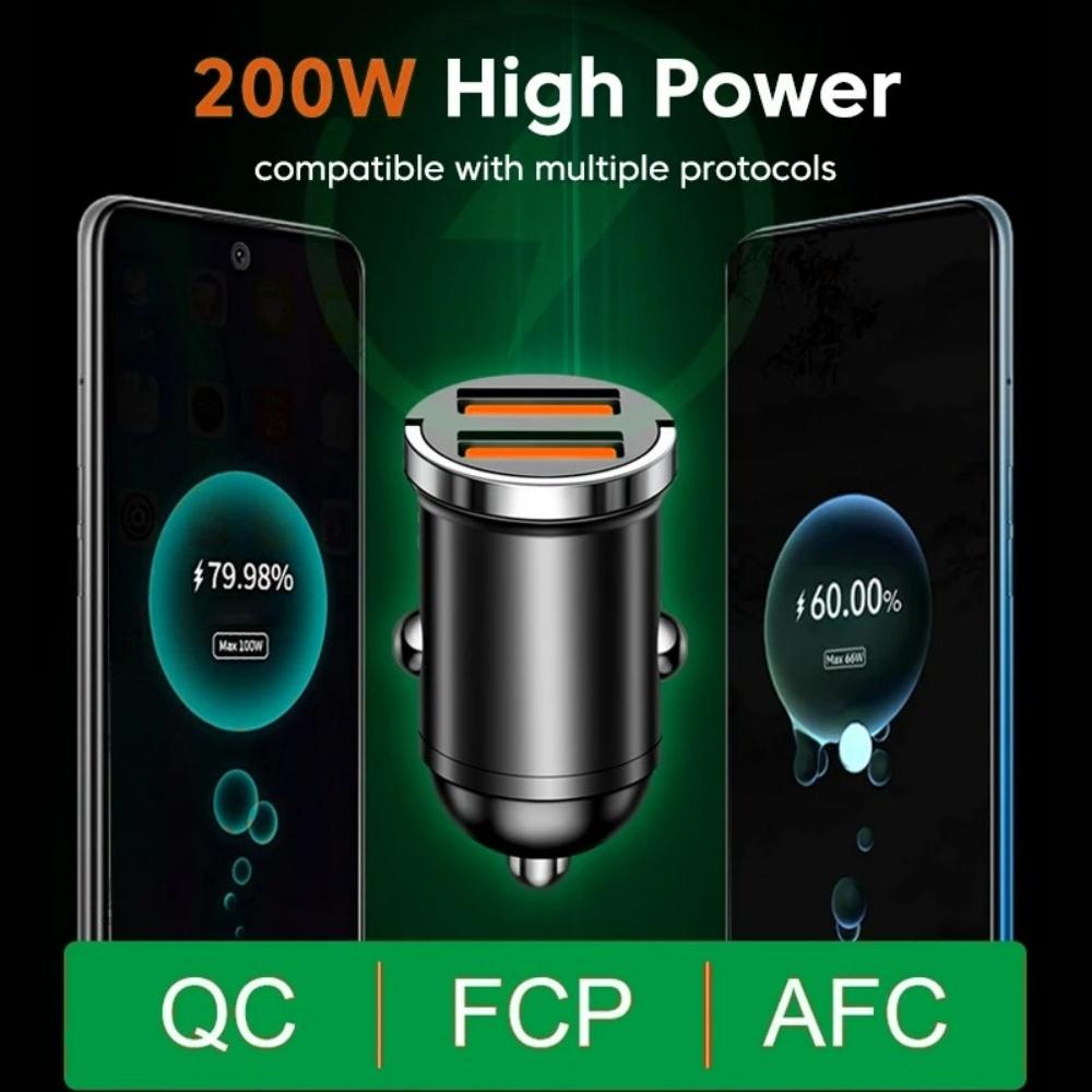 PD 200W USB Car Charger Fast Charging Auto Mobile Phone Adapter QC 3.0