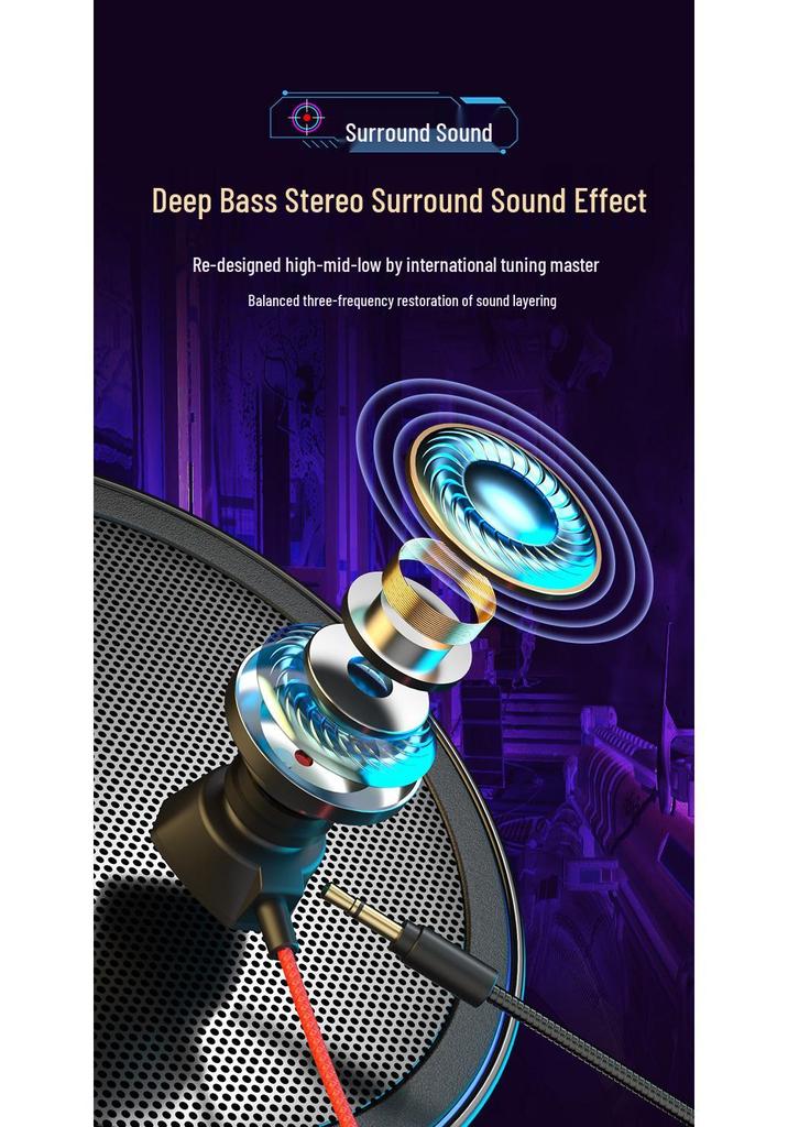 Cross-border Wired Gaming Earbuds with Mic for Mobile, PC & PUBG