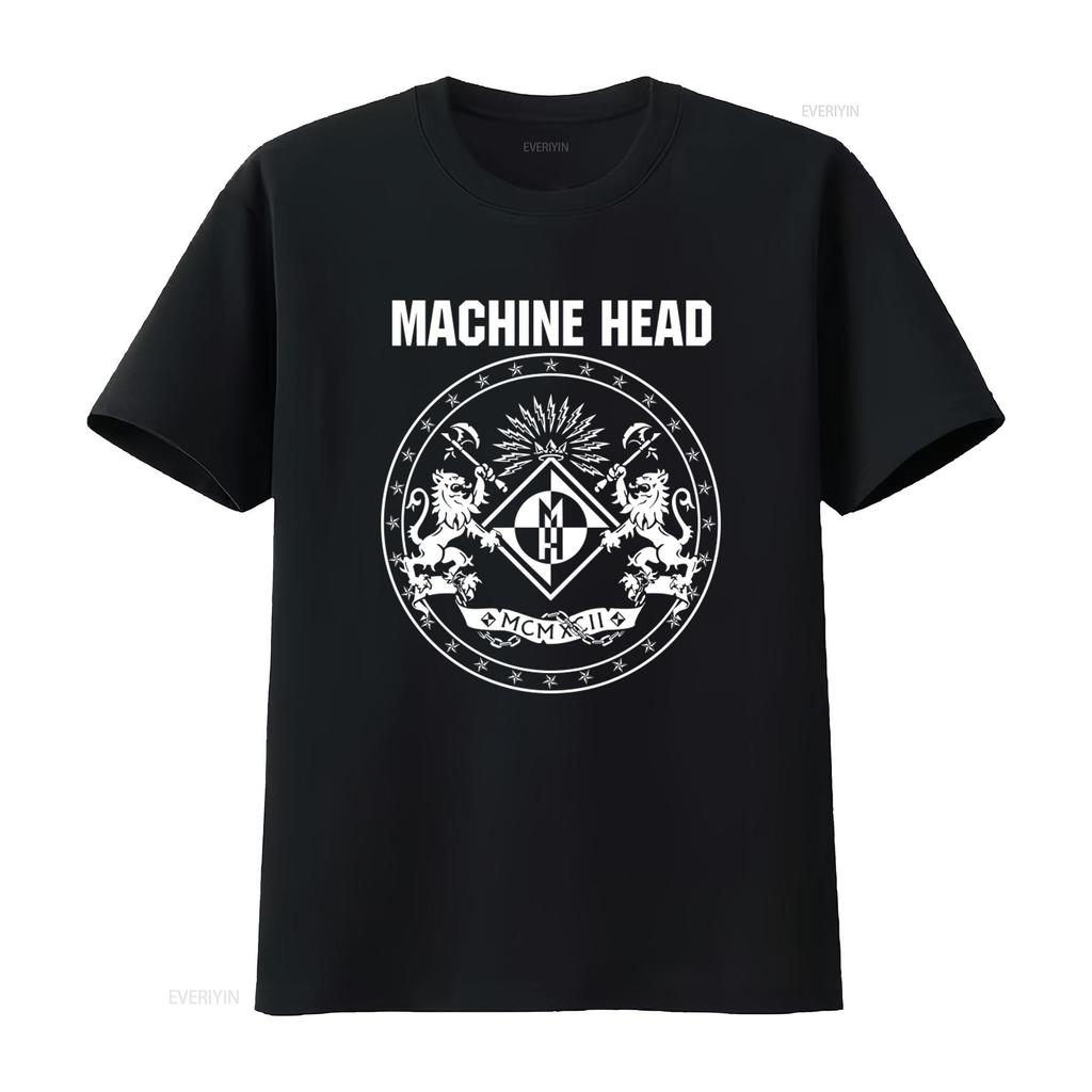 Machine Head Crest T Shirt Soft Casual Novelty Design Hot Selling For Rock Fans Vintage Washed Fashion Stretched Slightly