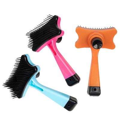Pet Brush Automatic Plastic Shedding Hair Remove Tool Dog Cat Loose Hair Comb