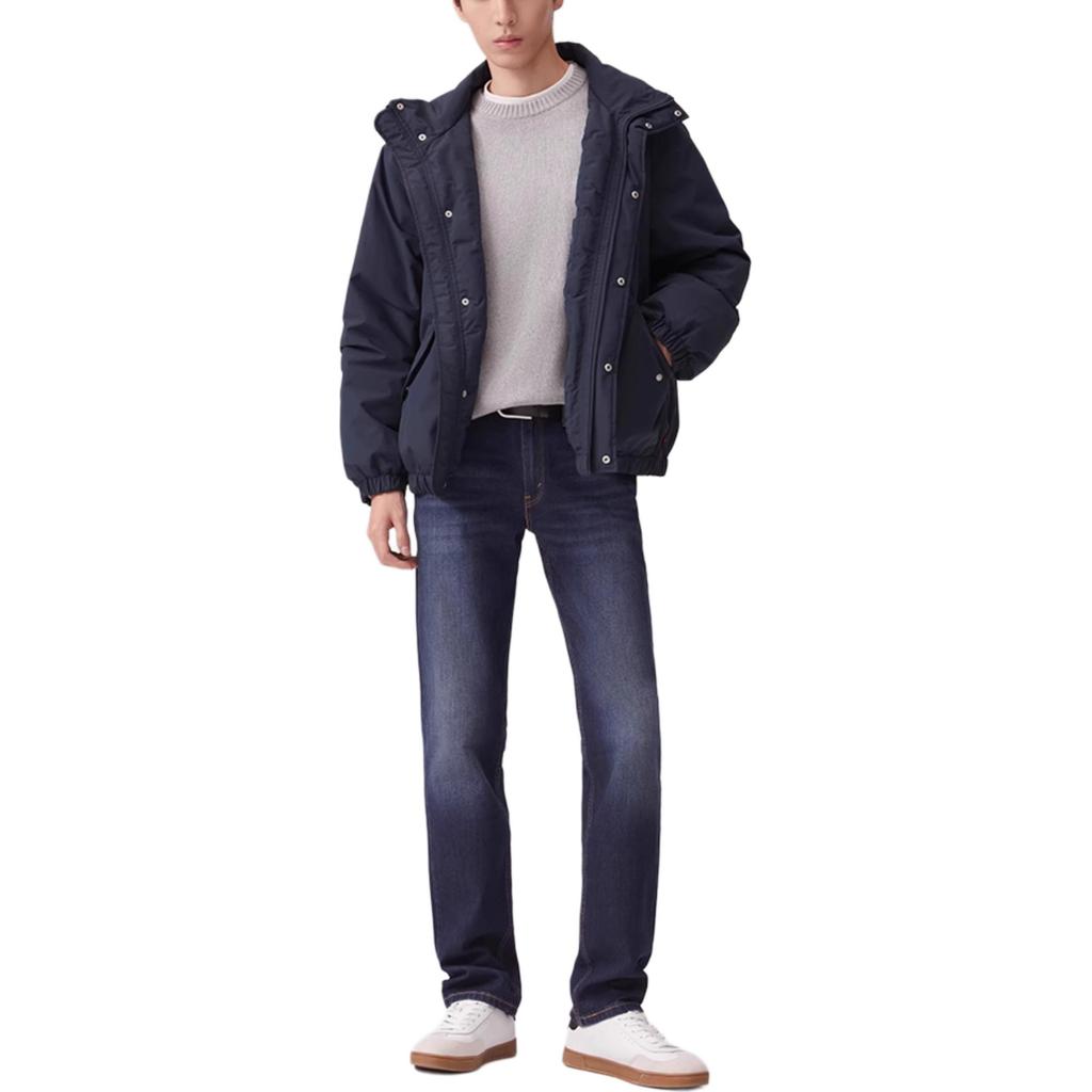 Levis Solid Color Hooded Long Sleeve Down Jacket Unisex outerwear Blue 002HP-0000