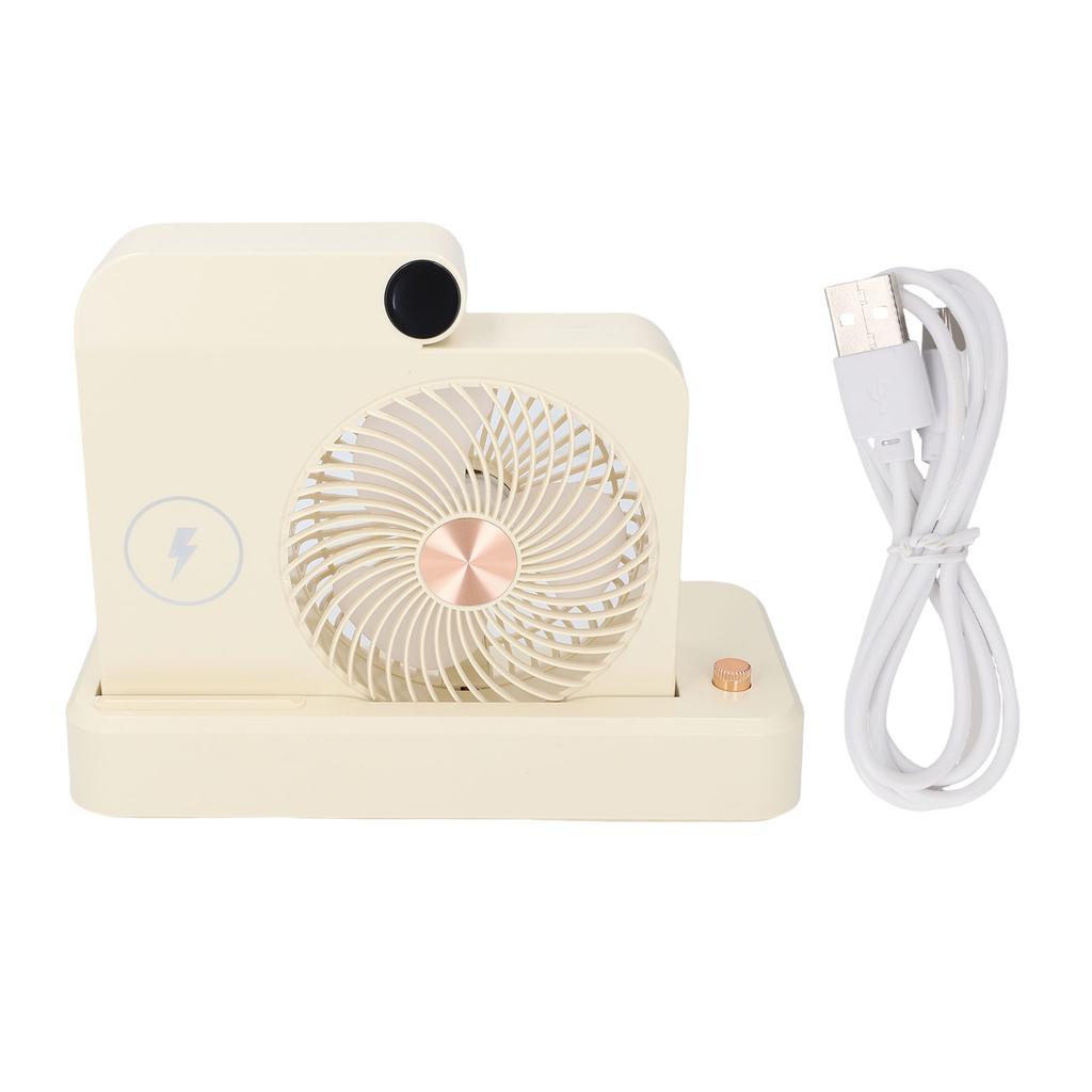 Desk Fan with Wireless Charging Station 100 Gears Adjustable Folding Quiet Small Portable Fan for Mo