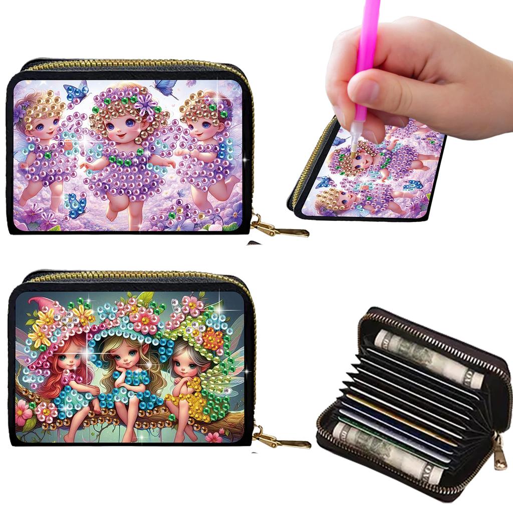 2pcs Animal Pattern Diamond Painting Fashion Card Holder DIY Diamond Painting Art Kit ID Storage Bag for Travel and Daily Use