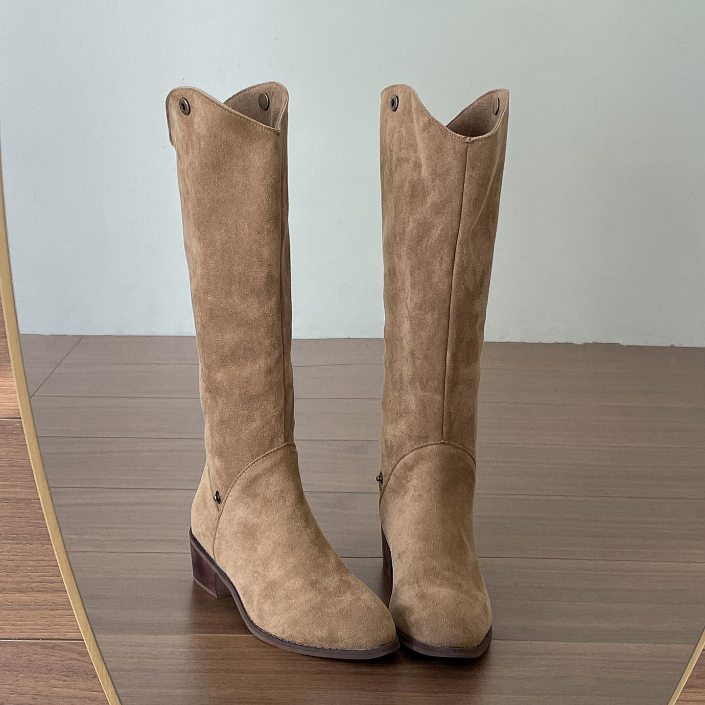 

Brown retro pointed thick heel boots women s boots 2025 new autumn thin Maillard western cowboy boots 42 хаки