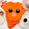 Pig Funny Cotton Unisex Unisex Pink T Shirt Funny Print Round Neck Tshirt Cute Graphic Tees Comfortable Personality Sweatshirt