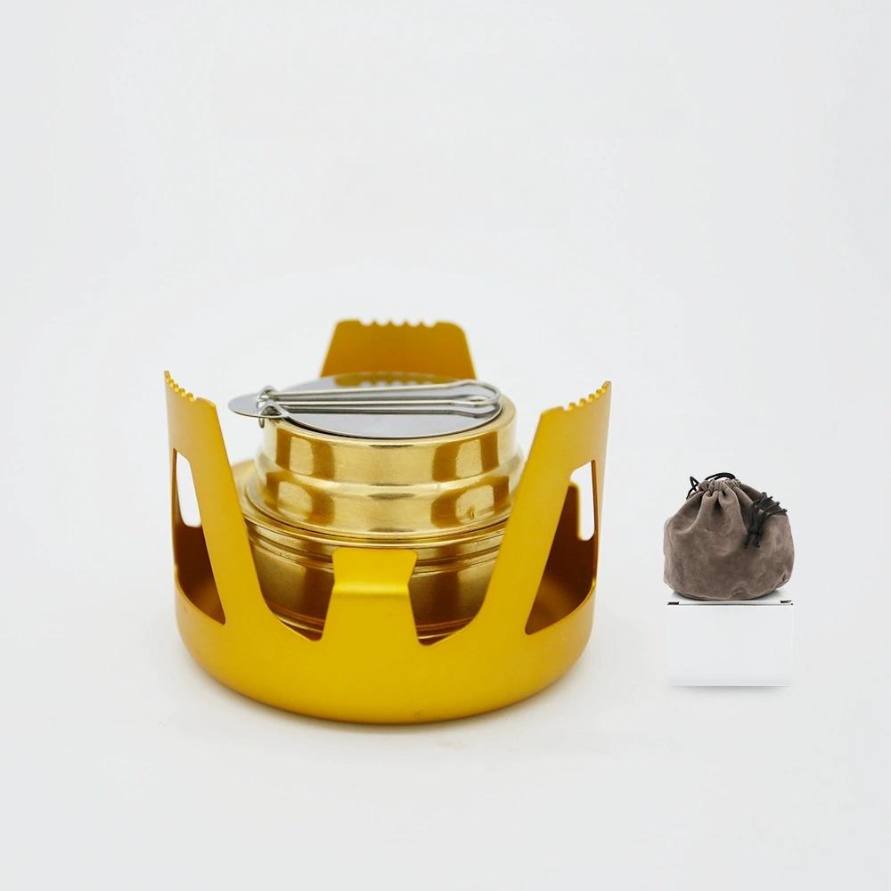 Ultralight Portable Mini Alcohol Stove, Adjustable Flame Brass Burner with Aluminum Alloy Stand for Camping