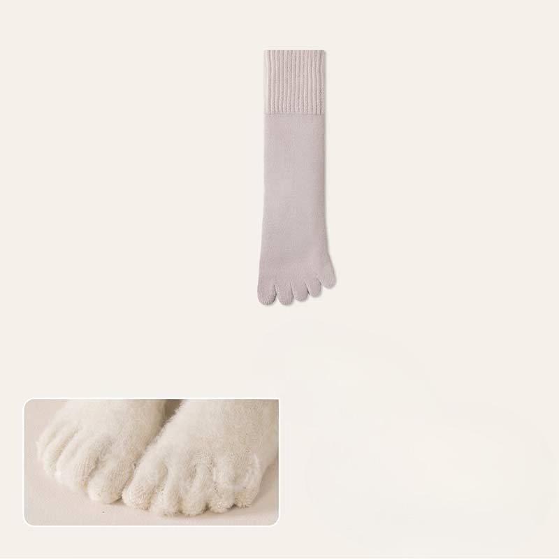 Thickened Cashmere Five-fingered Socks for Women's Autumn and Winter Warmth, Toe-separating Socks, Antibacterial and Deodorizing