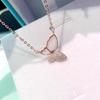 Sterling Silver Butterfly Pendant Necklace with White Mother-of-Pearl and Clavicle Chain