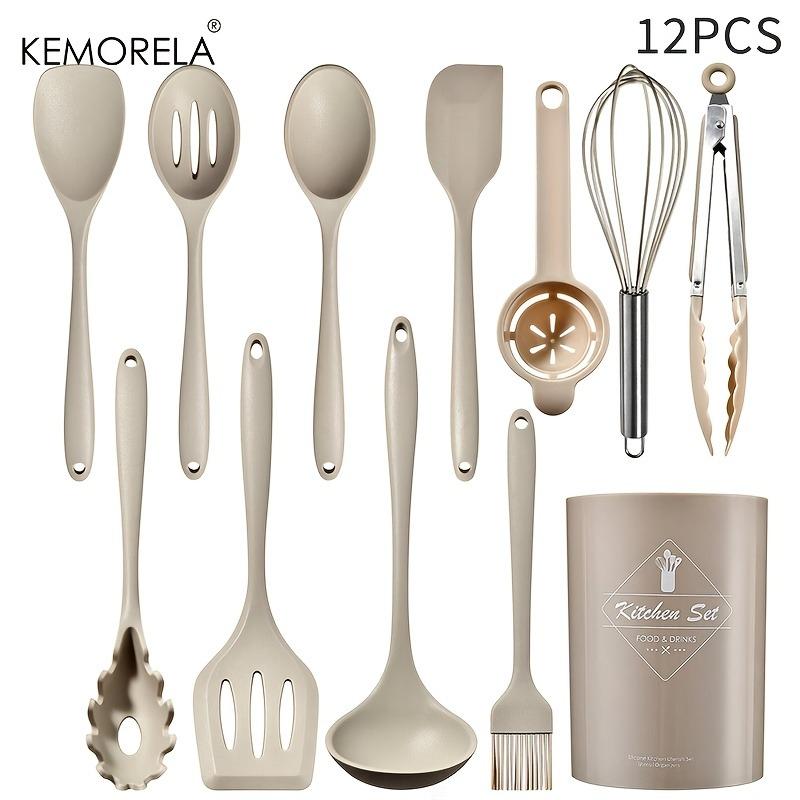 12PCS Silicone Cooking Utensil Set - Heat Resistant Non-Stick Safe, Spatula Tongs Whisk Set, Dishwasher Safe Mother‘s Day Gift