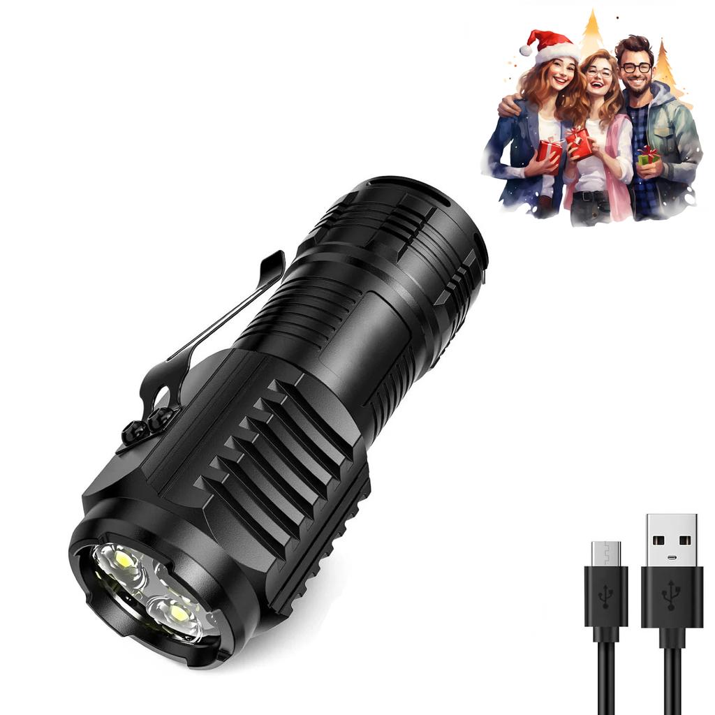 Powerful 3 LED Flashlight Portable Mini Flash Torch USB Rechargeable Emergency Spotlight with Pen Clip Super Bright Flashlight