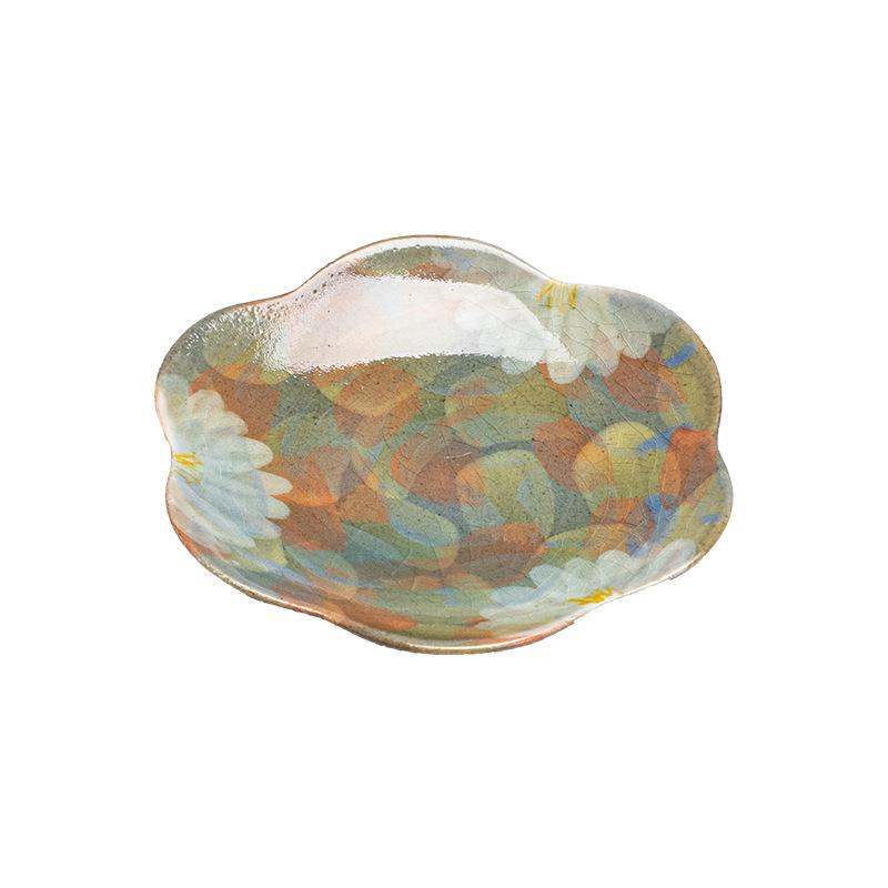 Handmade Ceramic Tea Cup Coaster Flower Shape Saucer Kung Fu Tea Set Rust Glaze Heat Resistant Pad Tea Ceremony Accessory Retro