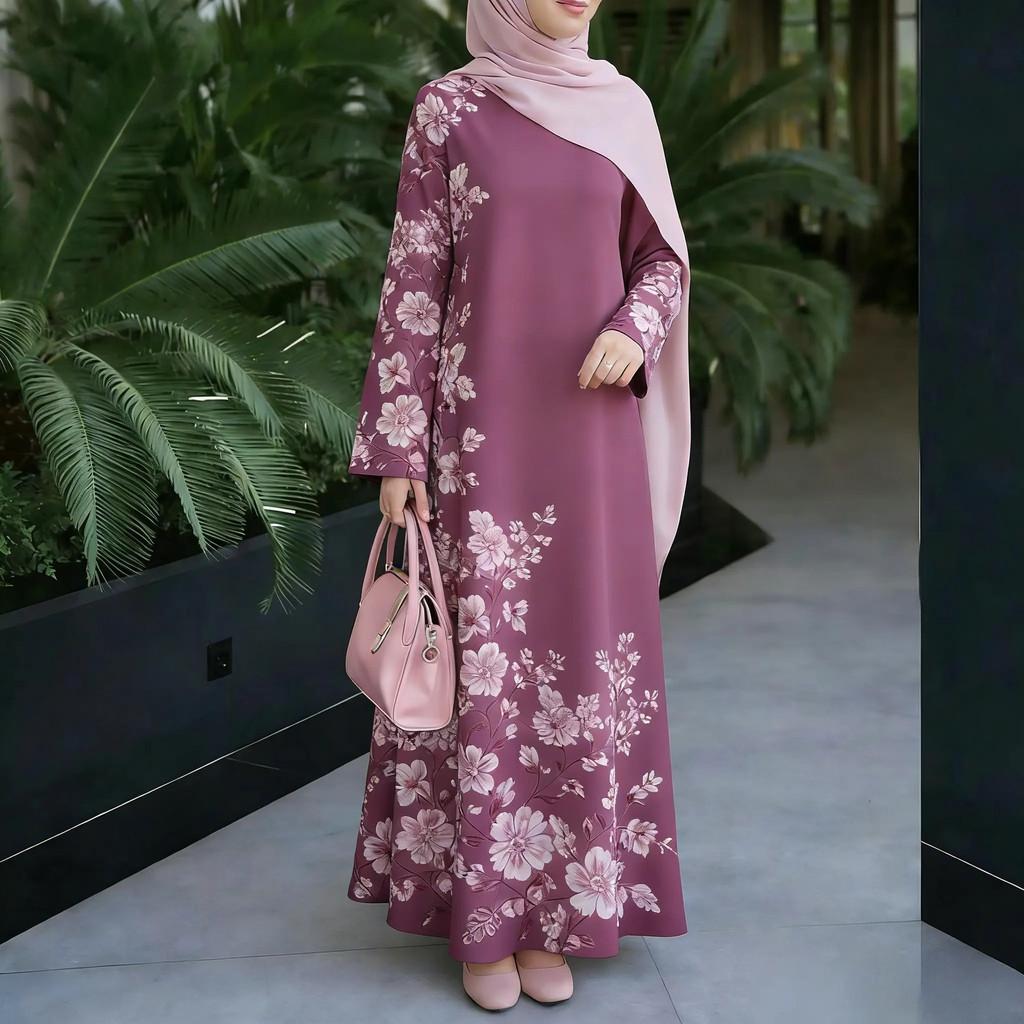Spring Ladies Long Ruffle Dress With Floral Print And 3d Digital Pattern For Casual Wear
