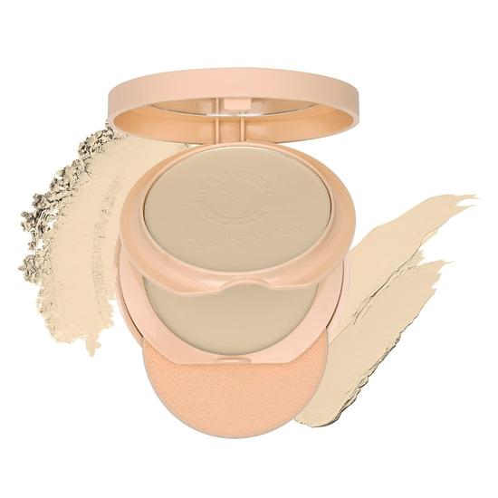 Colors Queen Perfect Look Matte Compact Powder 01 Ivory, 18g, 2-in-1 Base Concealer, Oil Control Waterproof Lightweight Face Makeup for Women