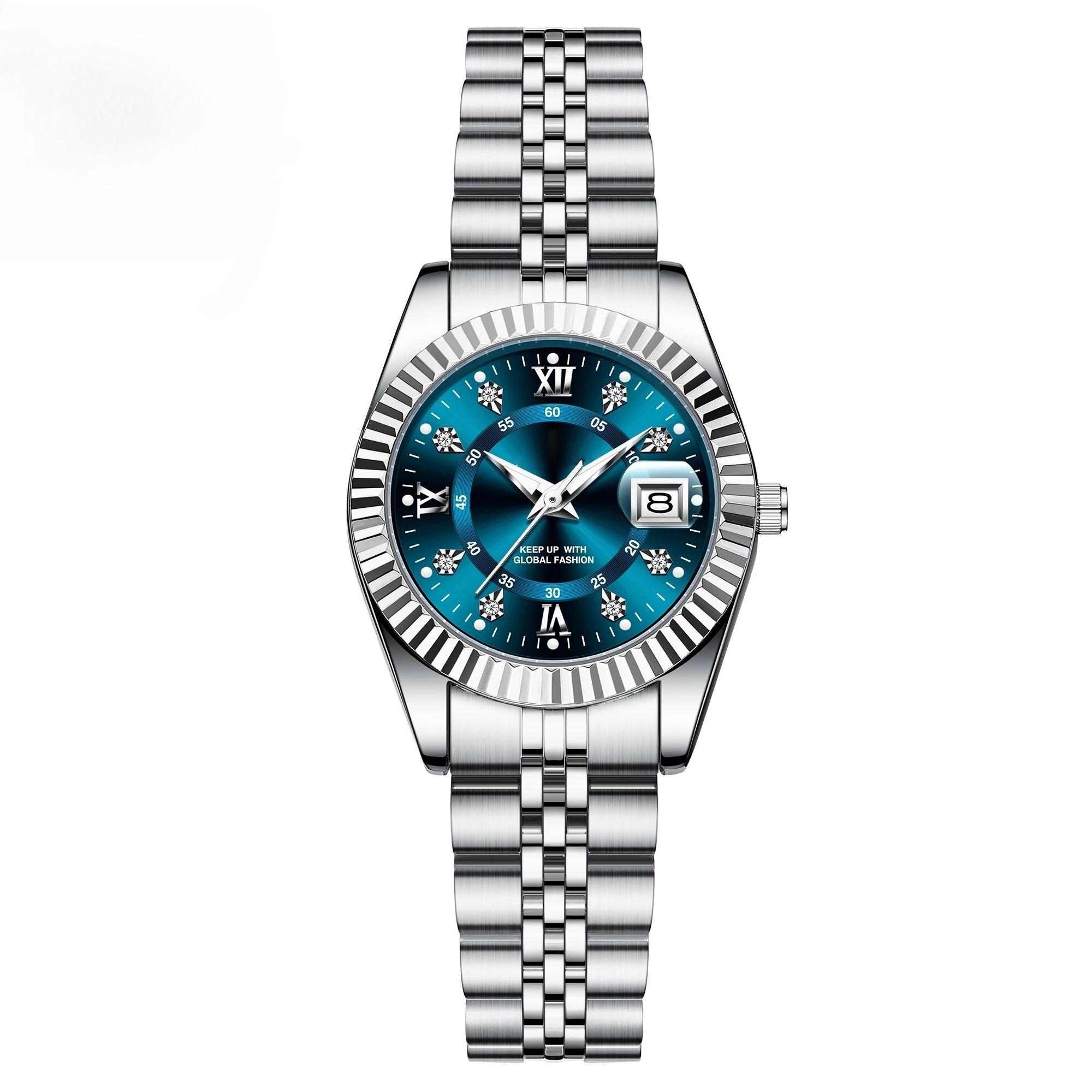 Women s Wristwatch Waterproof Luminous Date Watches Stainless Steel Quartz Watch