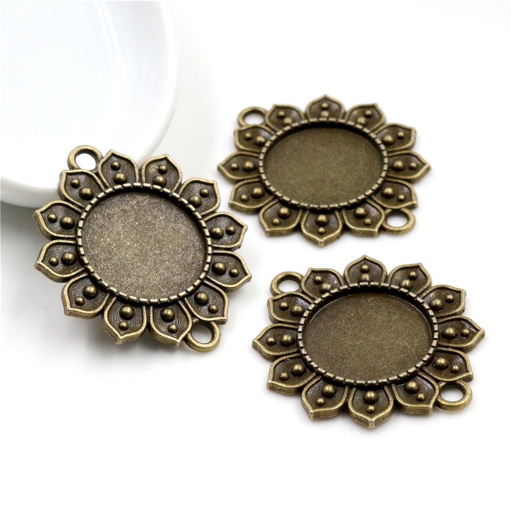 10pcs 18mm Inner Size Alloy Pendant Cabochons Blank Base Setting Bezel Tray DIY Jewelry Making Accessories Findings for Necklace