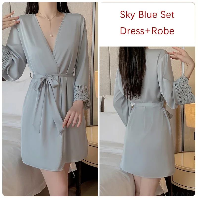 Pajama Set Women's Sexy Pajamas Satin Soft Backless Suspender Dress with Bra Pajama Set Women