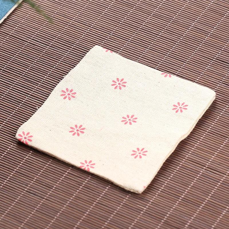 Cotton and Linen Kung Fu Tea Coasters Simple Solid Color Square Coaster Anti-scald Absorbent Heat Insulation Mat Home Mats