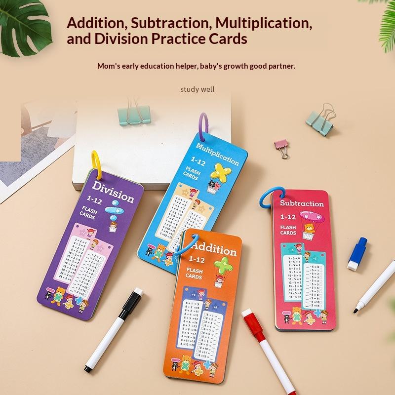 1 Set Beginner Self-test Math Calculation Training Cards 1-12 Grades Educational Learning Supplies for Kids Students School Use