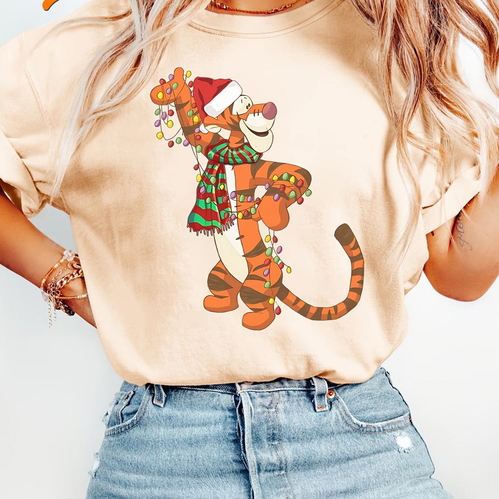 Womens Tiggo Christmas Tshirt All Season Pure Cotton Casual and Fashionable Suitable for Both Unisex and Women