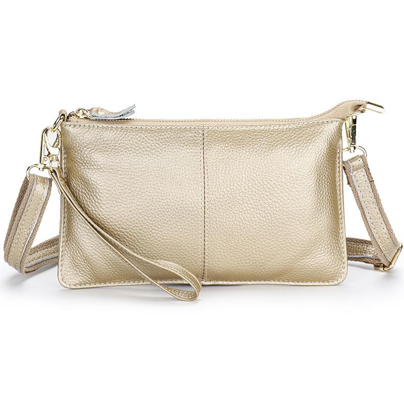 Genuine Leather Women's Crossbody Bag with Wrist Strap - Top Layer Cowhide Shoulder Bag
