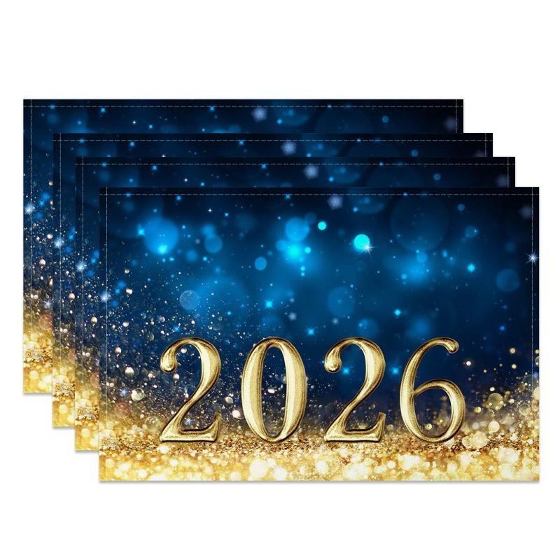 4/6/8 Stück Neujahr Glitzer Platzset Feuerwerk Design Festliche Esstischdeko Schimmernde Feier Weihnachtsessen Matte
