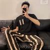 Casual Spring Elastic Waist Summer Young Boys Sleepwear Mens Pajamas Set Stripe Short Sleeve Nightwear Pijama Home Wear Clothes
