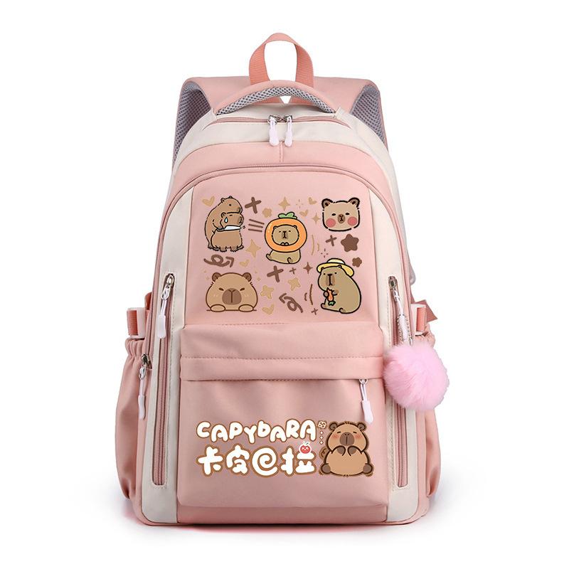 Kapibara Schoolbag New 2024 Ridge Protection Cute Men and Women High Value Cartoon Printing Large Capacity Backpack
