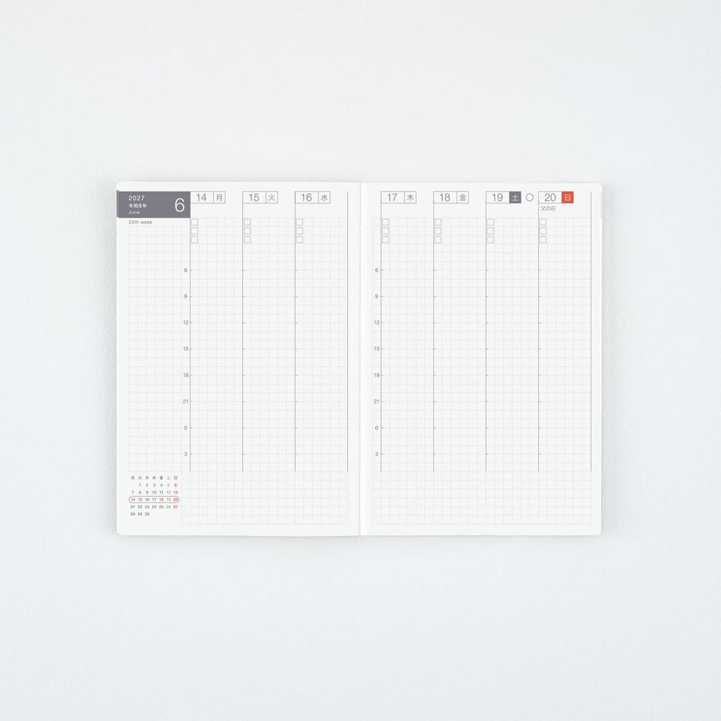 Hobonichi Techo Weekly Notebook 2027 Japanese Weekly Planner 140x95x4mm Paper Notebook