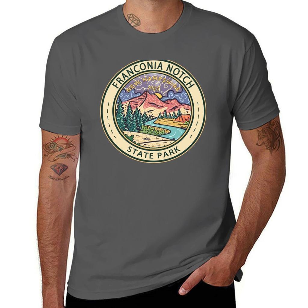 Franconia Notch State Park New Hampshire Badge TShirt T Shirts for Man Cotton Soft Anime Tshirt TShirt