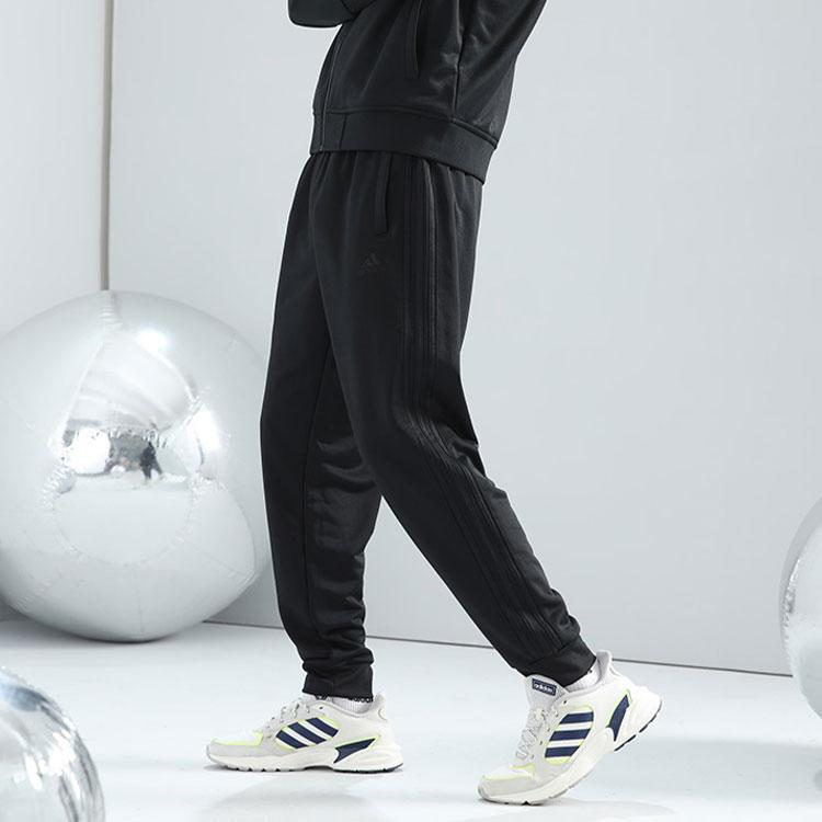 Adidas Farbblock Gestreifte Stehkragenjacke und Manschettenhose Lässiges Sportset Herrensets Schwarz TR30JR-BB+TR30P1R-BB