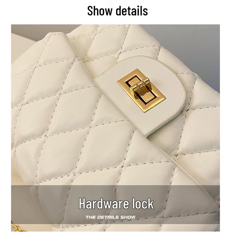 2024 Spring Women's Argyle Chain Crossbody Bag - High-End Fashion with Little Golden Ball Accent