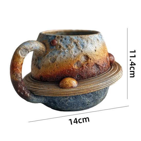 Space-Themed Coffee Cups with Ergonomic Handle Dishwasher Safe Space Embossed Planet Mugs Solar System Planet Mugs
