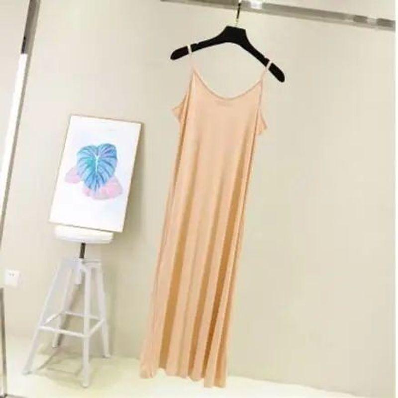 Anti Penetration Lined Bottom Dress Pure Color Anti-Penetration Lining Base Dress Women