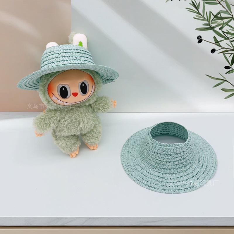 Labubu Hollow Top Open Straw Hat Knitted Hat Party Dress Accessories Rustic Style Labubu Baby Clothes Decoration with