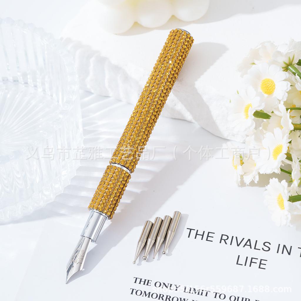 Diamond-encrusted manicure pen, drawing extremely fine manicure pen, painting pen, tracing pen, point drill pen 5 kinds of heads can be replaced