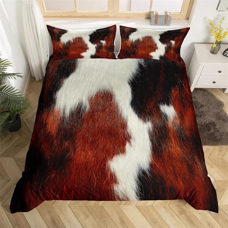 Comforter Sunflower Highland Cow Western Farm Animal Bedding Set Cowhide Comforter Microfiber Twin King Queen Bedclothes