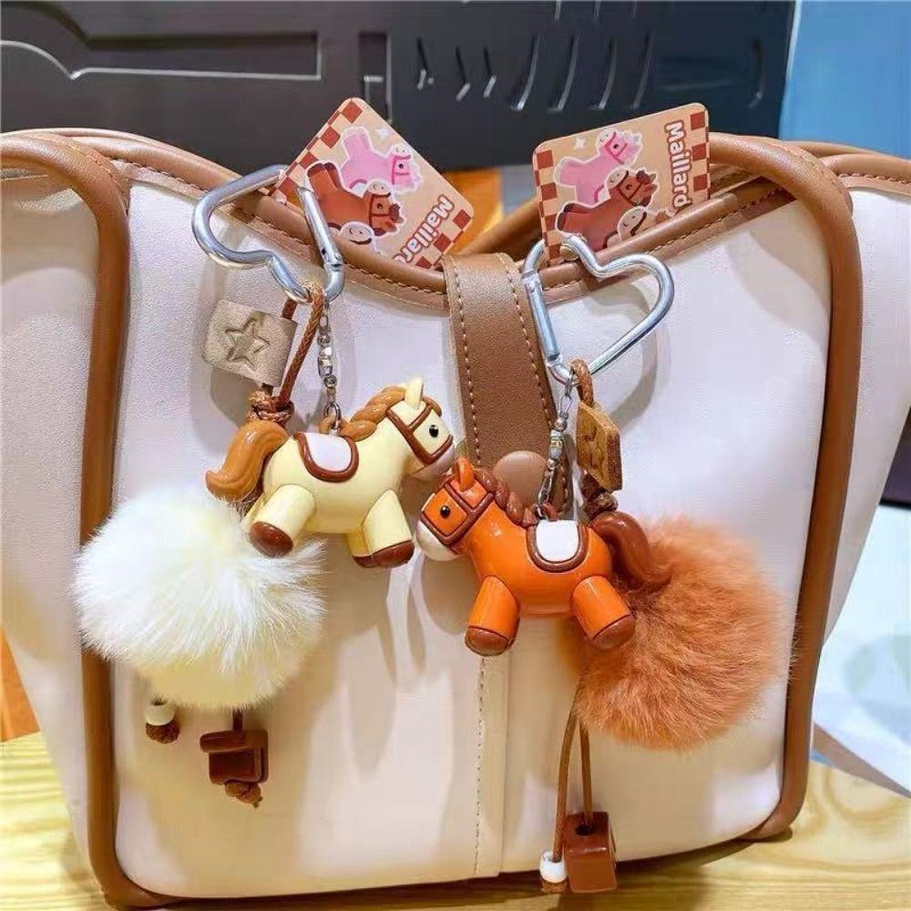 Chinese Style Horse Keychain Zodiac Mascot New Year Keyring Plush Pony Keychain  Bag Decoration