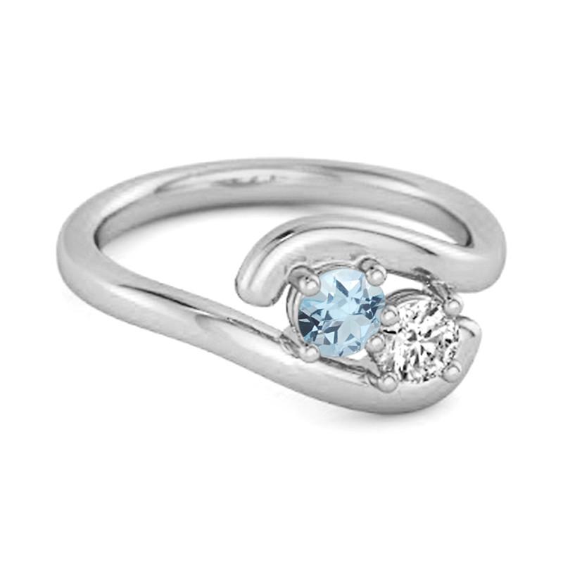 Blå Topas Tvåsten Bypassring - 925 Sterling Silver