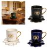 Ceramic Coffee Cup and Hand Shape Saucer Set Turkish Evils Eye Theme Mug Drinkware Gift for Safe Tea Milk Drinking