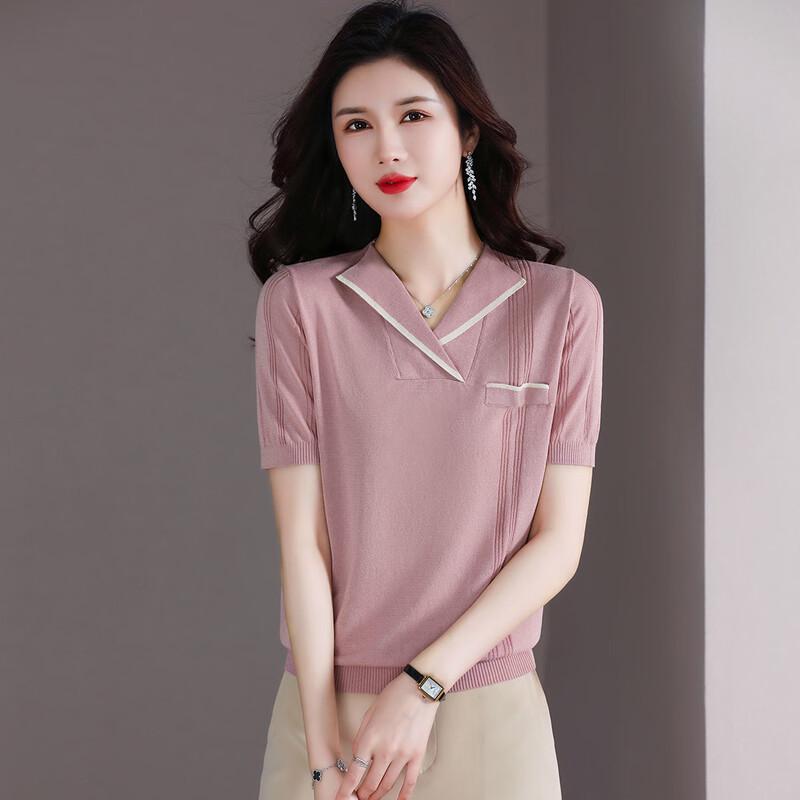Mothers' Summer Loose Ice Silk Short Sleeve T-Shirt