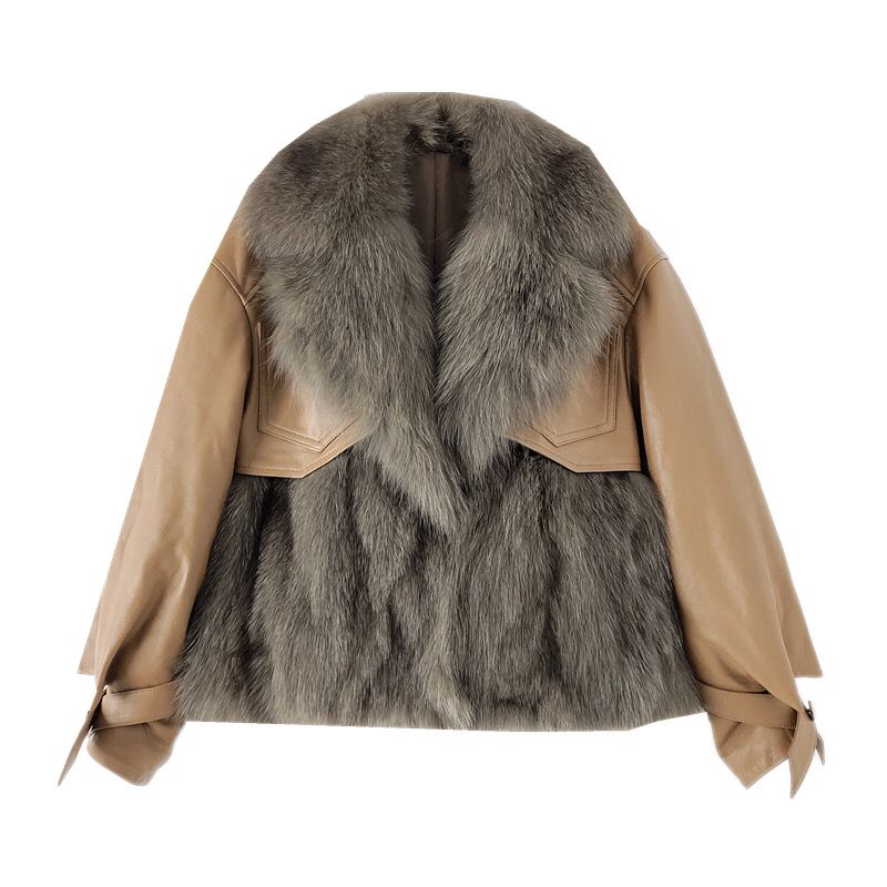 

Модное пальто из искусственного лисьего меха с воротником костюма для женщин, зимняя толстая одежда