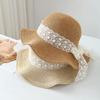 Lace Bowknot Straw Hat Women, Summer Wide Brim Beach Vacation Hat