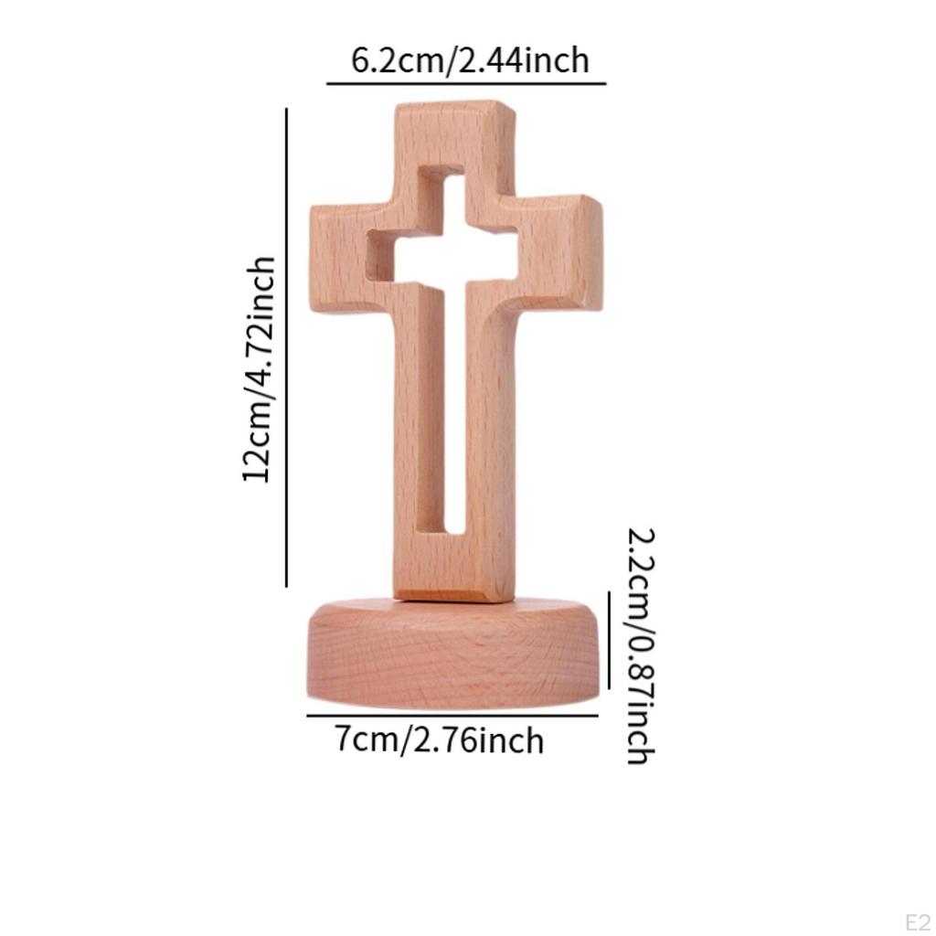 Catholic Wood Collection Wooden Standing Cross Statue for Home Shelf Table Decor