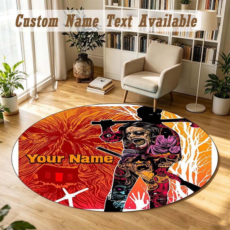 Evil Dead Ash Williams Personalized Round Rug Support Custom Name, Soft Home Decor Mat