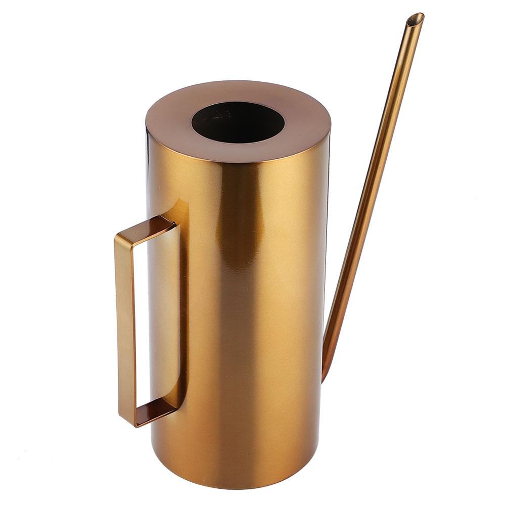 Zahradní nerezová konev s dlouhým hrdlem Květináč Nástroj pro zavlažování rostlin Zlatá 1,5 l