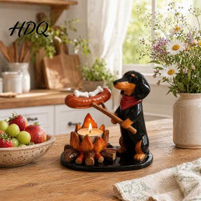 Cute Dog Table Ornament Dachshund/Fox/Kitten Candle Holder for Tealights Resin Animal Bonfire Small Stand Tealights Home Decor Camping Themed