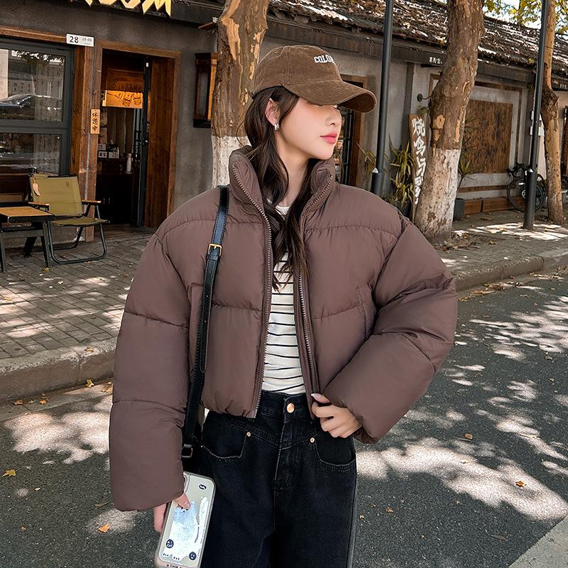 Baumwolljacke Damen Kurzstil Stehkragen Verdickte Daunen-Baumwolljacke Damen Koreanische Version Brotjacke Studenten Baumwolljacke Jacke