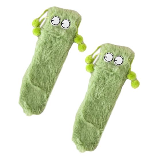 1 Paire Chaussettes Polaire Imitation Vison Femme Ultra Chaud Yeux Grands 3D Dessin Animé Chaussettes Coupe Élastique Doux Épais Confortable Chaussettes Thermiques